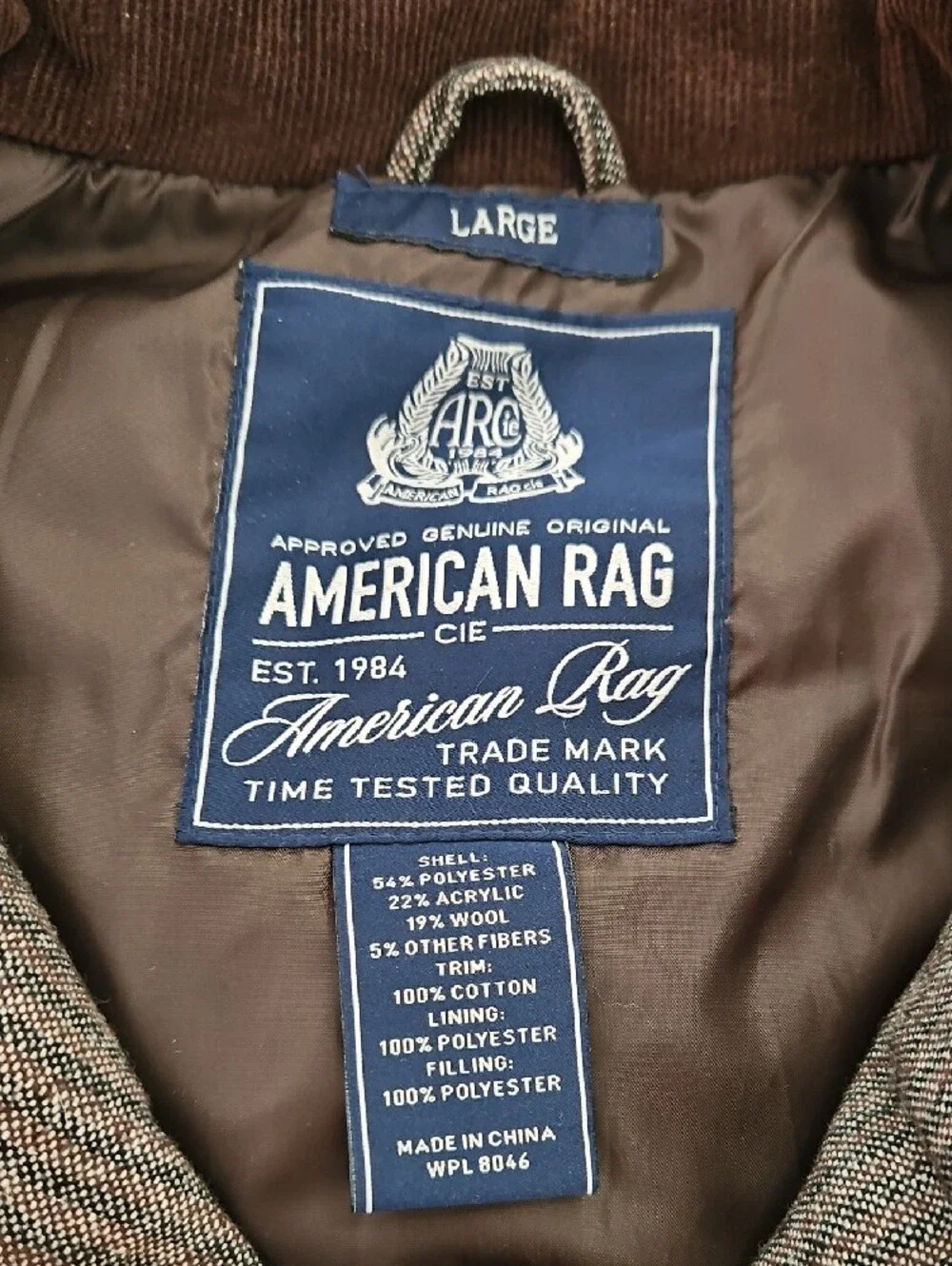 American Rag Men's Quilted Brown & Taupe Puffer Vest